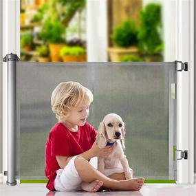 img 3 attached to 🚪 ARMPHEN Retractable Baby Gate: Indoor Outdoor Mesh Safety Gate for Doorways, Stairs, and Hallways – 33.7" Tall, Extends up to 71" Wide (Grey)