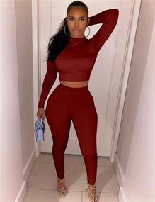 img 3 attached to 👩 Stylish Women's Workout Tracksuit: 2 Piece Set with Crop Top & High Waist Leggings