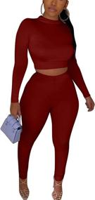 img 4 attached to 👩 Stylish Women's Workout Tracksuit: 2 Piece Set with Crop Top & High Waist Leggings