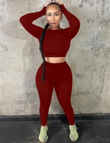 img 1 attached to 👩 Stylish Women's Workout Tracksuit: 2 Piece Set with Crop Top & High Waist Leggings