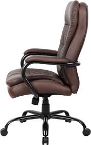 img 1 attached to Bombastic Brown: Boss Office Products Heavy Duty Double Plush LeatherPlus Chair with 350lbs Weight Capacity