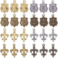 🌸 sunnyclue 80pcs fleur de lis charms pendant bulk for jewelry making crafts, lead & cadmium free – antique silver, bronze, and golden flower of lily charms pendant for bracelets logo