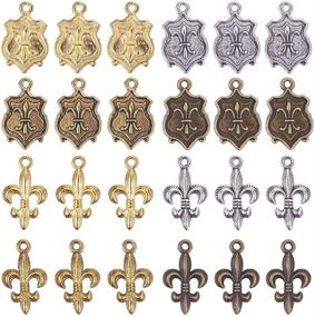 img 4 attached to 🌸 SUNNYCLUE 80Pcs Fleur De Lis Charms Pendant Bulk for Jewelry Making Crafts, Lead & Cadmium Free – Antique Silver, Bronze, and Golden Flower of Lily Charms Pendant for Bracelets