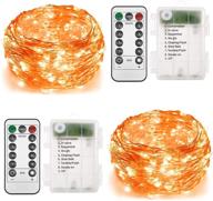 🎃 twinkle star halloween fairy lights: battery operated, 33ft 100 led string lights with remote control timer - 8 modes firefly christmas lights for garden party indoor decor, orange logo