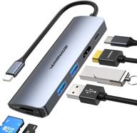 wimuue 7-in-1 usb c hub for macbook pro/air - multiport dock with 100w power delivery, 4k hdmi, sd/micro sd card reader, 2 x usb 3.0 ports логотип