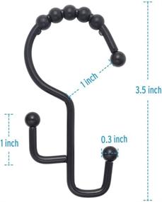 img 2 attached to 🚿 Amazer Double Height Stainless Steel Shower Curtain Hooks - Rust-Resistant Black Hooks for Bathroom Shower Rods Curtains, Set of 12 Hooks