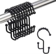 🚿 amazer double height stainless steel shower curtain hooks - rust-resistant black hooks for bathroom shower rods curtains, set of 12 hooks logo