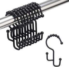 img 4 attached to 🚿 Amazer Double Height Stainless Steel Shower Curtain Hooks - Rust-Resistant Black Hooks for Bathroom Shower Rods Curtains, Set of 12 Hooks