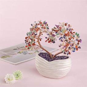 img 3 attached to 🌳 8-Inch Top Plaza 7 Chakra Healing Crystals Bonsai Money Tree with Gemstone Figurine - Good Luck Wealth Décor for Home, Living Room, Love Heart Wedding Decoration