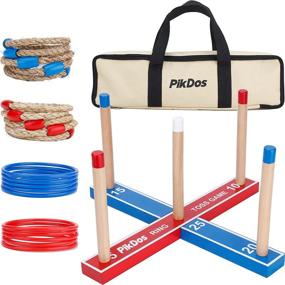 img 4 attached to PikDos Outdoor Ring Toss Game Set: Fun Family Lawn and 🎯 Backyard Games for Kids and Adults - Includes 20 Rings and Carrying Bag