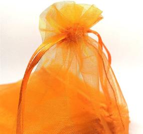 img 1 attached to 🎁 Set of 100 4x6 Inches Orange Drawstring Organza Gift Candy Bags for Wedding Favors