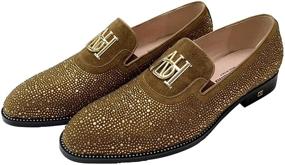 img 4 attached to Loafers Classic Rhinestone Leather Wedding Men's Shoes