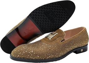 img 2 attached to Loafers Classic Rhinestone Leather Wedding Men's Shoes