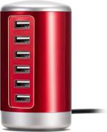 🔌 red universal usb charging station - 6-port desktop charger for iphone, ipad, tablets, smartphones, and more logo