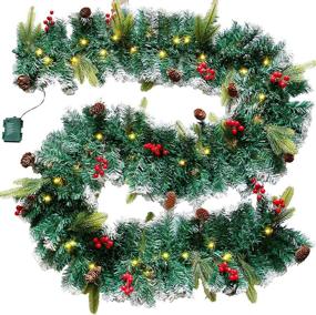 img 4 attached to DR.DUDU 60 LED Snowflake Covered Christmas Garland, 9 Foot Artificial Christmas 🎄 Garland with Lights for Outdoor Garden Gate Home Winter Holiday New Year Decorations