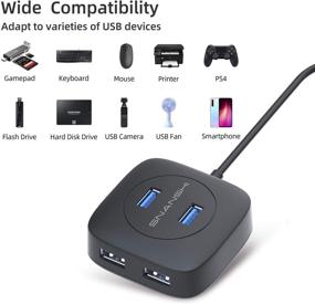 img 1 attached to SNANSHI USB Hub 3.0, 4-Port Data USB Hub with 1.5 ft Extended Cable - High-Speed Compatibility for MacBook, Mac Pro, Mac Mini, iMac, Surface Pro, XPS, PC, Flash Drives