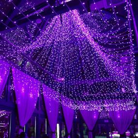 img 3 attached to 🎃 MAGGIFT 304 LED Curtain String Lights: Remote Controlled Purple Fairy Light for Halloween, Christmas, Wedding Decoration