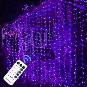 img 4 attached to 🎃 MAGGIFT 304 LED Curtain String Lights: Remote Controlled Purple Fairy Light for Halloween, Christmas, Wedding Decoration