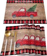 🎄 wooden christmas placemats set for table decoration at home logo