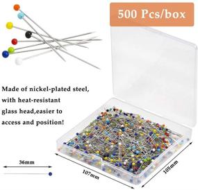 img 2 attached to 🧵 Complete Sewing Kit: YANSHON 500 Pcs Sewing Pins + 8 Pcs Seam Rippers + 1 Pcs Trimming Scissor + 1 Pcs Soft Tape Measure with Bonus Carry Case and Multicolor Glass Ball Head Pins