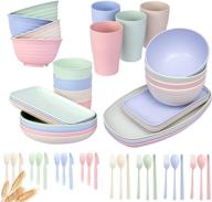 🌾 environmentally friendly, multicolor wheat dinnerware: lightweight, biodegradable, and durable логотип