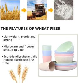 img 2 attached to 🌾 Environmentally Friendly, Multicolor Wheat Dinnerware: Lightweight, Biodegradable, and Durable