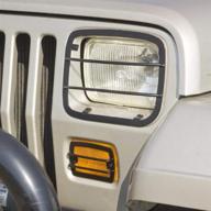black euro guard kit for headlight and turn signal, rugged ridge 11230.02; fits 87-95 jeep wrangler yj logo