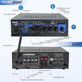 img 3 attached to 🔊 Переносной домашний Bluetooth аудио усилитель мощности - 2X120 Вт, 2 канала, объемный стерео ресивер с USB - усиленный сабвуфер, динамик CD DVD, MP3, iPhone, телефон, театр, PA система - Pyle PTAU45