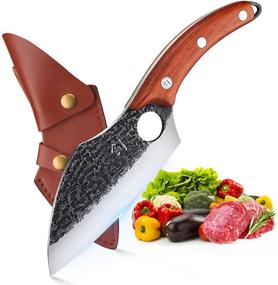 img 4 attached to 🔪 DRAGON RIOT Boning Knife with Leather Sheath: Premium Forged Cleaver Knife for Butchers, Chefs & Outdoor Enthusiasts | Carbon Steel Blade Perfect for Meat, Fish, Camping & BBQ | Includes Gift Box