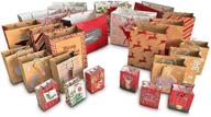 christmas gift bags assortment - 24 piece set with various sizes: bulk holiday gift bags for large and small presents logo