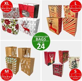 img 2 attached to Christmas Gift Bags Assortment - 24 Piece Set with Various Sizes: Bulk Holiday Gift Bags for Large and Small Presents