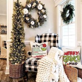 img 1 attached to AENEY Christmas Pillow Covers 20x20 Set of 4 - Festive Green Buffalo Plaid Pillows for Winter Holiday Decorations and Cozy Farmhouse Couch Décor