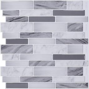 img 4 attached to Vamos Tile 12x12 Premium Peel and Stick Backsplash Tiles, Kitchen Backsplash Bathroom Wall Tile - 10 Sheets