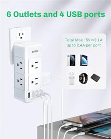 img 2 attached to White Multi Plug Outlet Extender with 3-Sided Wall Outlets, Rotating Plug and 4 USB Ports, Surge Protector Power Strip (1700J) for Travel, Office - Enhanced SEO