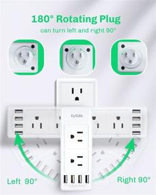 img 3 attached to White Multi Plug Outlet Extender with 3-Sided Wall Outlets, Rotating Plug and 4 USB Ports, Surge Protector Power Strip (1700J) for Travel, Office - Enhanced SEO