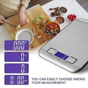 img 1 attached to 🍽️ KitchenTour Food Scale: 5kg/11lb Multifunction, Precise 1g/0.01oz Graduation - Stainless Steel Platform, Backlit LCD Display for Cooking, Baking, and Mails - Silver