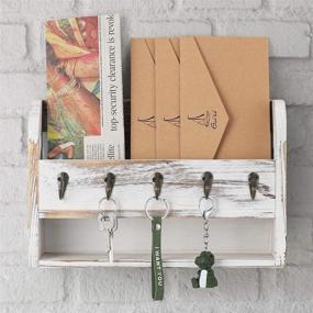 img 4 attached to 📬 Rustic White Wall-Mounted Mail Holder with Storage Shelf and Key Organizer – Decorative Wooden Box Cabinet