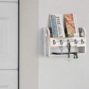 img 3 attached to 📬 Rustic White Wall-Mounted Mail Holder with Storage Shelf and Key Organizer – Decorative Wooden Box Cabinet