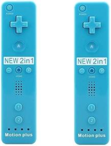 img 4 attached to 🎮 LION FISH Motion Plus Remote Controller (2 Pack) - Blue for Nintendo Wii Video Game Gamepads
