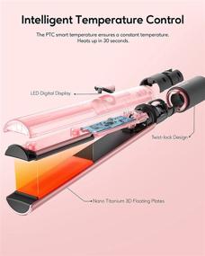 img 1 attached to 🔥 Salon-Quality Hair Straightener and Curler: Titanium Flat Iron with High Heat 450℉ | Dual Voltage | Rose Gold