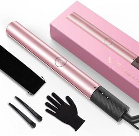 img 4 attached to 🔥 Salon-Quality Hair Straightener and Curler: Titanium Flat Iron with High Heat 450℉ | Dual Voltage | Rose Gold