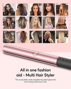 img 2 attached to 🔥 Salon-Quality Hair Straightener and Curler: Titanium Flat Iron with High Heat 450℉ | Dual Voltage | Rose Gold