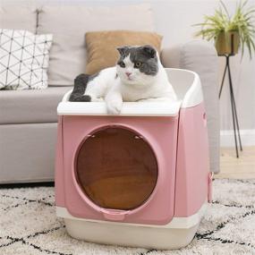 img 1 attached to 🐱 PAKEWAY Hooded Cat Litter Pan: Easy Clean, Fully Enclosed Toile Box with Two Door Entry and Scoop