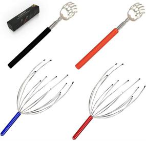 img 4 attached to 🖐️ 4-Pack KissDate Telescopic Back Scratchers & Handheld Scalp Head Massagers