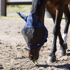 img 1 attached to High-Quality HORZE Cayman Fitted Mesh Fly Mask: UV Protection, Stretchy Polyester Ear Covers, Soft Fleece Lining & Secure Hook-and-Loop Closure