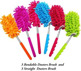 img 2 attached to 🧹 ANECO 6 Pack Microfiber Extendable Dusters Brush with Telescoping Pole for Home Office Car - Washable, Bendable (3) and Straight (3)