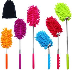 img 4 attached to 🧹 ANECO 6 Pack Microfiber Extendable Dusters Brush with Telescoping Pole for Home Office Car - Washable, Bendable (3) and Straight (3)