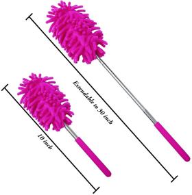 img 3 attached to 🧹 ANECO 6 Pack Microfiber Extendable Dusters Brush with Telescoping Pole for Home Office Car - Washable, Bendable (3) and Straight (3)