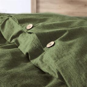 img 1 attached to 🛏️ EXQ Home Olive Green Cotton Duvet Cover Set - Full/Queen Size, 3 Pcs Vintage Comforter Bedding with Button Closure (Breathable & Super Soft)