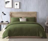 🛏️ exq home olive green cotton duvet cover set - full/queen size, 3 pcs vintage comforter bedding with button closure (breathable & super soft) logo